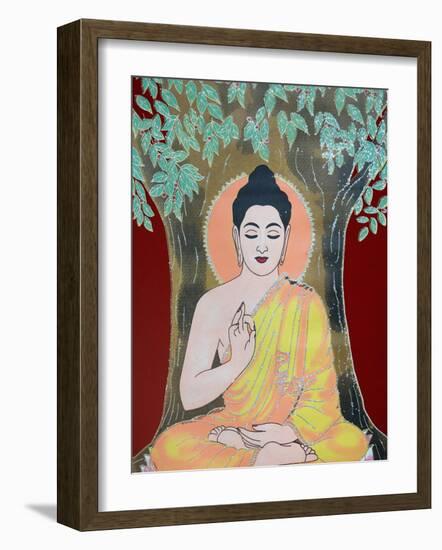 Thangka Painting of the Buddha Giving a Blessing, Kathmandu, Nepal, Asia-Godong-Framed Photographic Print