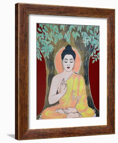 Thangka Painting of the Buddha Giving a Blessing, Kathmandu, Nepal, Asia-Godong-Framed Photographic Print