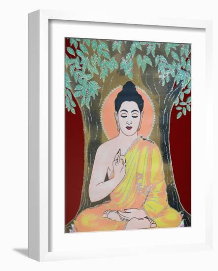 Thangka Painting of the Buddha Giving a Blessing, Kathmandu, Nepal, Asia-Godong-Framed Photographic Print