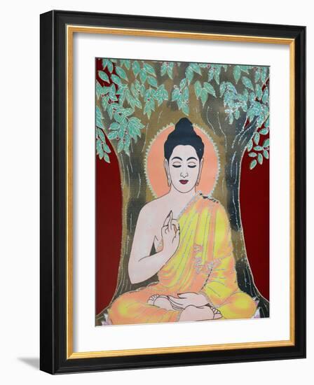 Thangka Painting of the Buddha Giving a Blessing, Kathmandu, Nepal, Asia-Godong-Framed Photographic Print