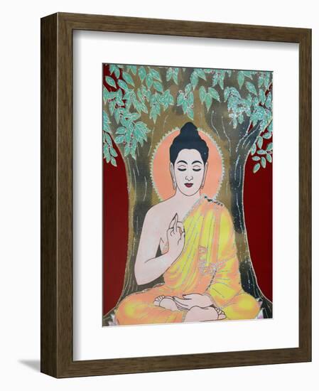 Thangka Painting of the Buddha Giving a Blessing, Kathmandu, Nepal, Asia-Godong-Framed Photographic Print