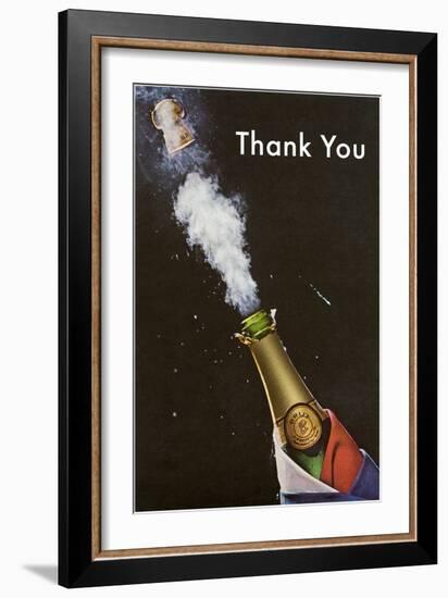 Thank You, Champagne Blowing Cork-null-Framed Art Print