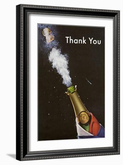 Thank You, Champagne Blowing Cork-null-Framed Art Print