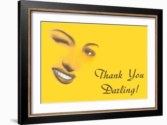 Thank You Darling, Winking Woman's Features-null-Framed Art Print