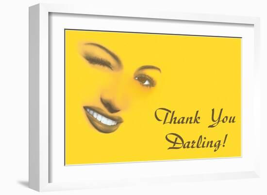 Thank You Darling, Winking Woman's Features-null-Framed Art Print