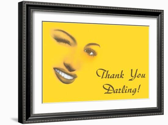 Thank You Darling, Winking Woman's Features-null-Framed Art Print