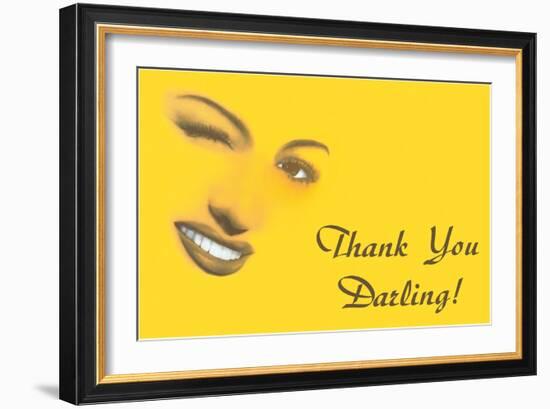 Thank You Darling, Winking Woman's Features-null-Framed Art Print