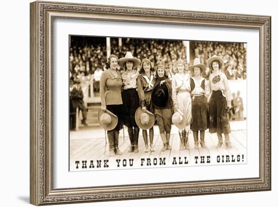 Thank You from all the Girls, Cowgirls-null-Framed Art Print