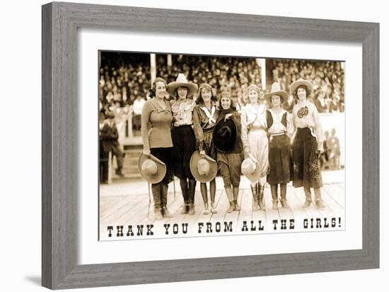 Thank You from all the Girls, Cowgirls-null-Framed Art Print
