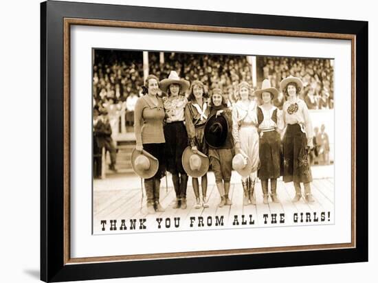 Thank You from all the Girls, Cowgirls-null-Framed Art Print