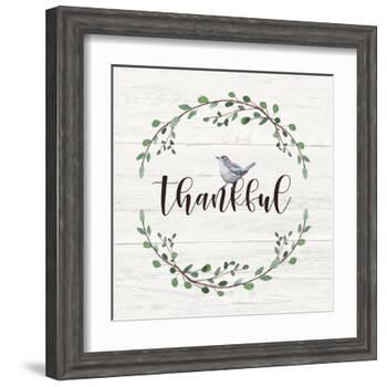 Thankful Sign-Elizabeth Tyndall-Framed Art Print