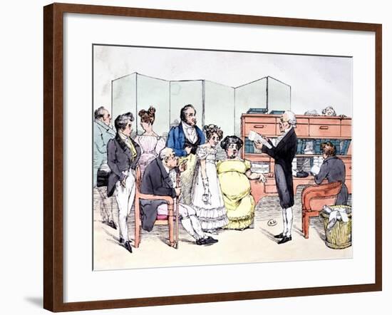 Thanks to the Dowry, Reading a Marriage Contract at the Lawyer Office, circa 1830-Frederic Bouchot-Framed Giclee Print