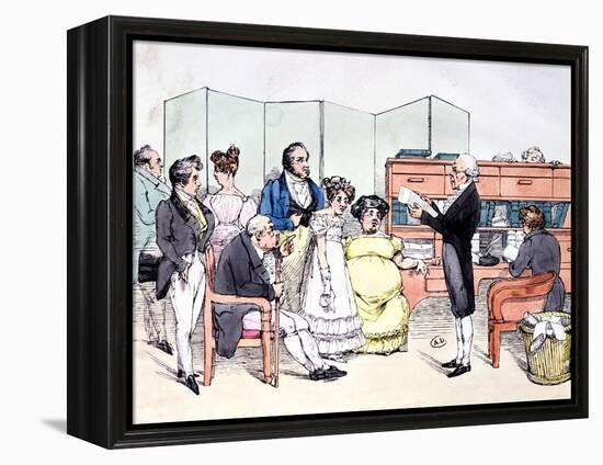 Thanks to the Dowry, Reading a Marriage Contract at the Lawyer Office, circa 1830-Frederic Bouchot-Framed Premier Image Canvas