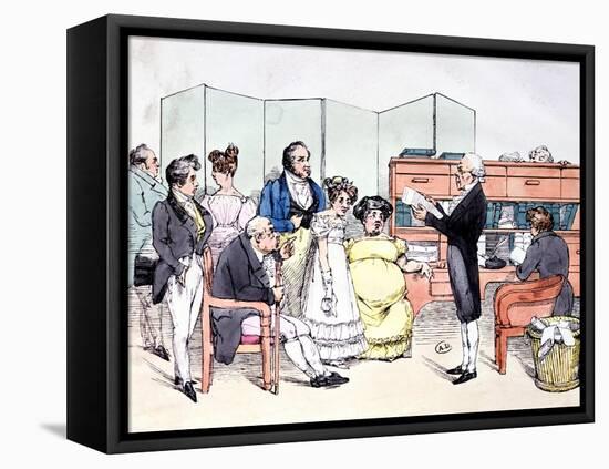 Thanks to the Dowry, Reading a Marriage Contract at the Lawyer Office, circa 1830-Frederic Bouchot-Framed Premier Image Canvas