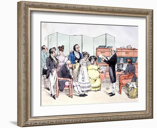 Thanks to the Dowry, Reading a Marriage Contract at the Lawyer Office, circa 1830-Frederic Bouchot-Framed Giclee Print