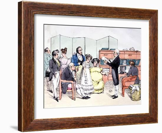 Thanks to the Dowry, Reading a Marriage Contract at the Lawyer Office, circa 1830-Frederic Bouchot-Framed Giclee Print