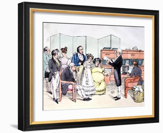 Thanks to the Dowry, Reading a Marriage Contract at the Lawyer Office, circa 1830-Frederic Bouchot-Framed Giclee Print