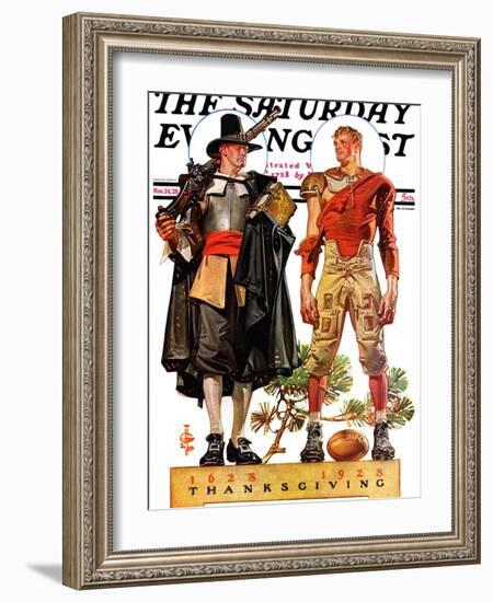 "Thanksgiving, 1628/1928," Saturday Evening Post Cover, November 24, 1928-Joseph Christian Leyendecker-Framed Giclee Print