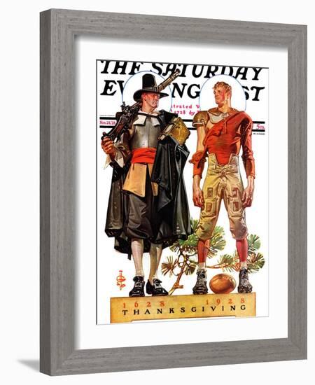 "Thanksgiving, 1628/1928," Saturday Evening Post Cover, November 24, 1928-Joseph Christian Leyendecker-Framed Giclee Print