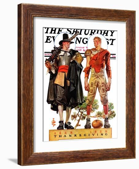 "Thanksgiving, 1628/1928," Saturday Evening Post Cover, November 24, 1928-Joseph Christian Leyendecker-Framed Giclee Print