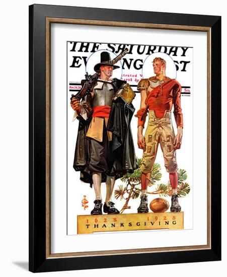 "Thanksgiving, 1628/1928," Saturday Evening Post Cover, November 24, 1928-Joseph Christian Leyendecker-Framed Giclee Print