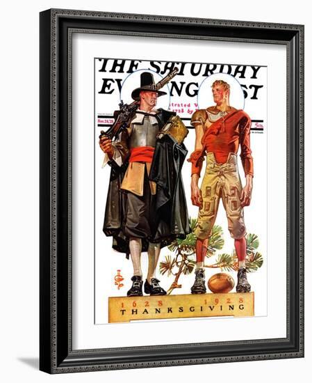 "Thanksgiving, 1628/1928," Saturday Evening Post Cover, November 24, 1928-Joseph Christian Leyendecker-Framed Giclee Print