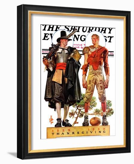 "Thanksgiving, 1628/1928," Saturday Evening Post Cover, November 24, 1928-Joseph Christian Leyendecker-Framed Giclee Print