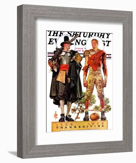 "Thanksgiving, 1628/1928," Saturday Evening Post Cover, November 24, 1928-Joseph Christian Leyendecker-Framed Giclee Print