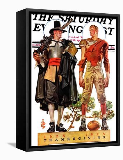 "Thanksgiving, 1628/1928," Saturday Evening Post Cover, November 24, 1928-Joseph Christian Leyendecker-Framed Premier Image Canvas