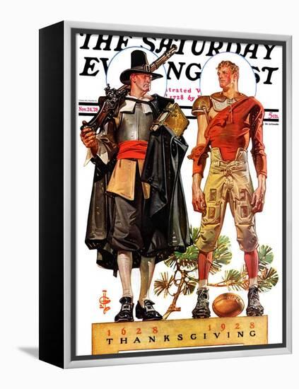 "Thanksgiving, 1628/1928," Saturday Evening Post Cover, November 24, 1928-Joseph Christian Leyendecker-Framed Premier Image Canvas