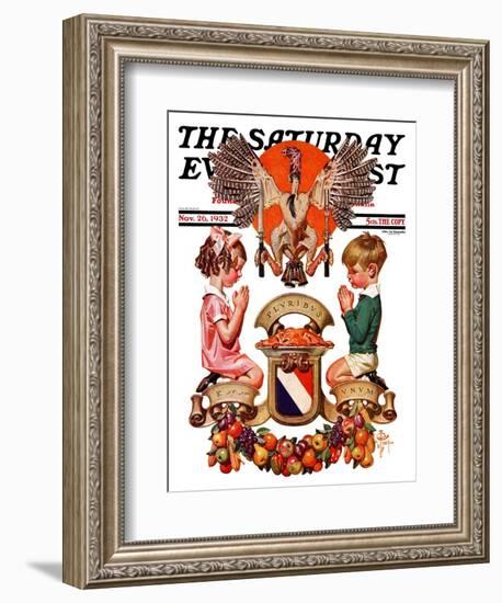 "Thanksgiving Crest," Saturday Evening Post Cover, November 26, 1932-Joseph Christian Leyendecker-Framed Giclee Print