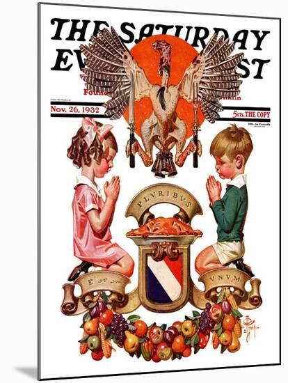 "Thanksgiving Crest," Saturday Evening Post Cover, November 26, 1932-Joseph Christian Leyendecker-Mounted Giclee Print