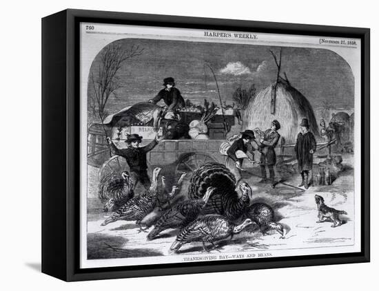 Thanksgiving Day: Ways and Means, from "Harper's Weekly," 27th November 1858-Winslow Homer-Framed Premier Image Canvas