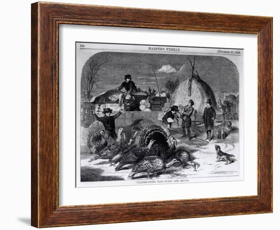 Thanksgiving Day: Ways and Means, from "Harper's Weekly," 27th November 1858-Winslow Homer-Framed Giclee Print