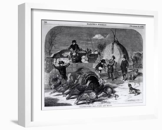 Thanksgiving Day: Ways and Means, from "Harper's Weekly," 27th November 1858-Winslow Homer-Framed Giclee Print