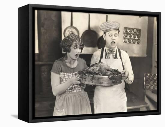 Thanksgiving Dinner Surprise-null-Framed Stretched Canvas