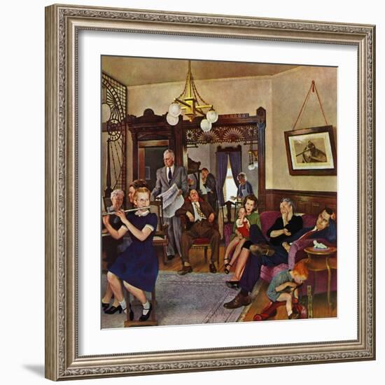 "Thanksgiving Flute Performance," November 30, 1946-John Falter-Framed Giclee Print