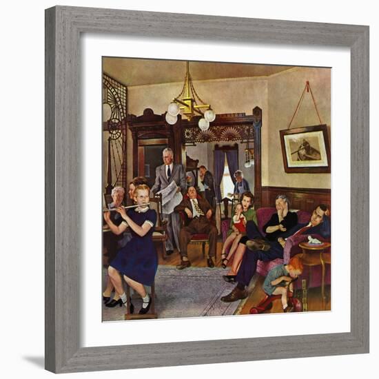 "Thanksgiving Flute Performance," November 30, 1946-John Falter-Framed Giclee Print