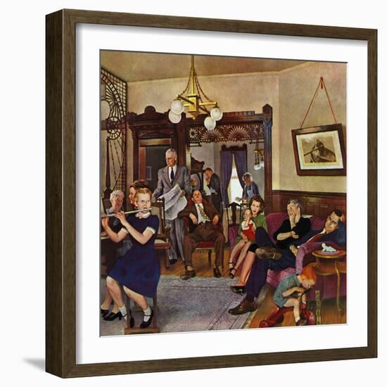 "Thanksgiving Flute Performance," November 30, 1946-John Falter-Framed Giclee Print