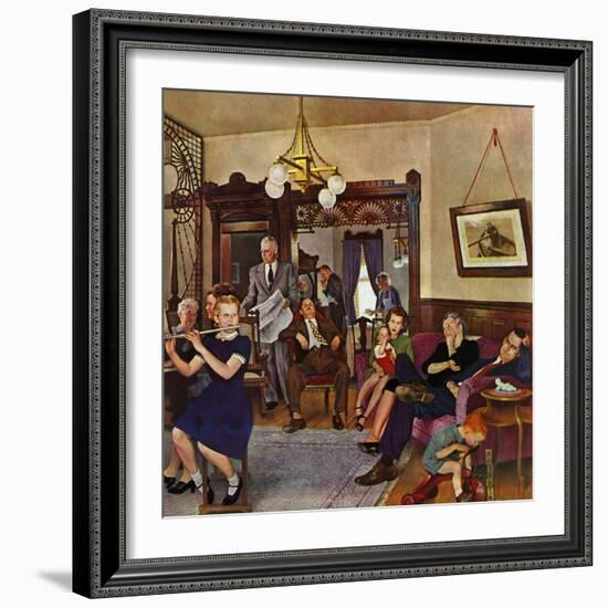 "Thanksgiving Flute Performance," November 30, 1946-John Falter-Framed Giclee Print