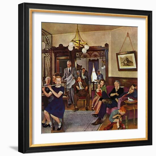 "Thanksgiving Flute Performance," November 30, 1946-John Falter-Framed Giclee Print