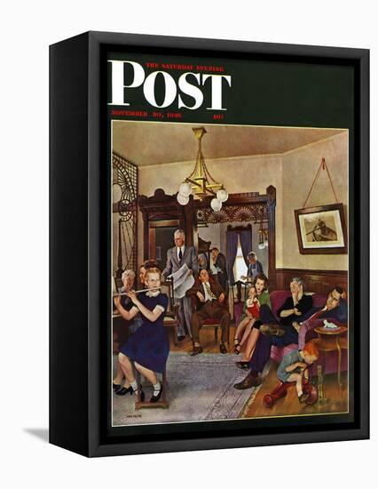 "Thanksgiving Flute Performance," Saturday Evening Post Cover, November 30, 1946-John Falter-Framed Premier Image Canvas