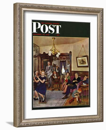 "Thanksgiving Flute Performance," Saturday Evening Post Cover, November 30, 1946-John Falter-Framed Giclee Print