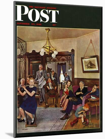 "Thanksgiving Flute Performance," Saturday Evening Post Cover, November 30, 1946-John Falter-Mounted Giclee Print