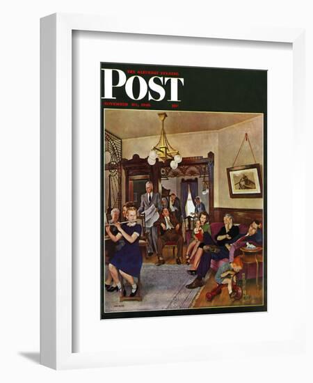 "Thanksgiving Flute Performance," Saturday Evening Post Cover, November 30, 1946-John Falter-Framed Giclee Print