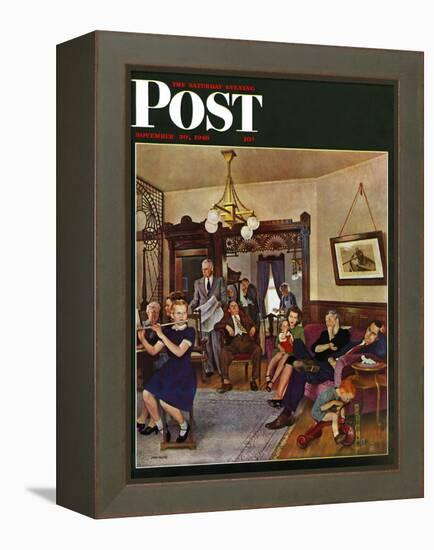 "Thanksgiving Flute Performance," Saturday Evening Post Cover, November 30, 1946-John Falter-Framed Premier Image Canvas