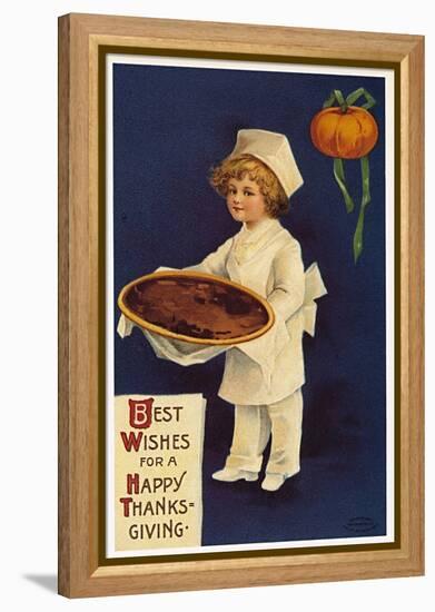 Thanksgiving: Greeting Card with a Child Dressed as a Cook Presenting the Traditional Dish, 1909 (C-Ellen Hattie Clapsaddle-Framed Premier Image Canvas