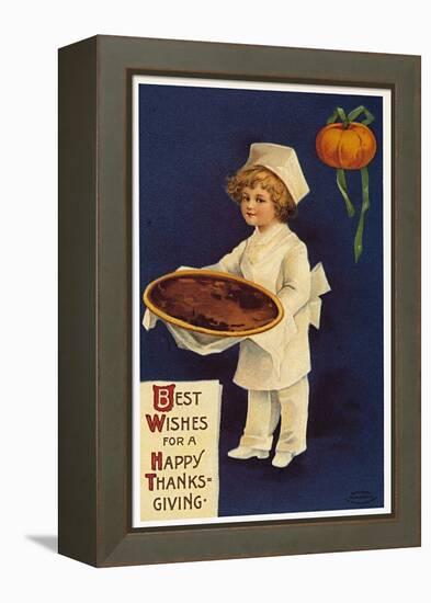 Thanksgiving: Greeting Card with a Child Dressed as a Cook Presenting the Traditional Dish, 1909 (C-Ellen Hattie Clapsaddle-Framed Premier Image Canvas