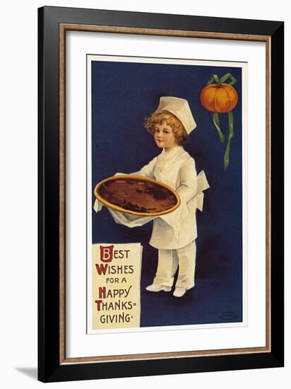 Thanksgiving: Greeting Card with a Child Dressed as a Cook Presenting the Traditional Dish, 1909 (C-Ellen Hattie Clapsaddle-Framed Giclee Print