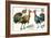 Thanksgiving Greetings, Turkeys in Hats-null-Framed Art Print